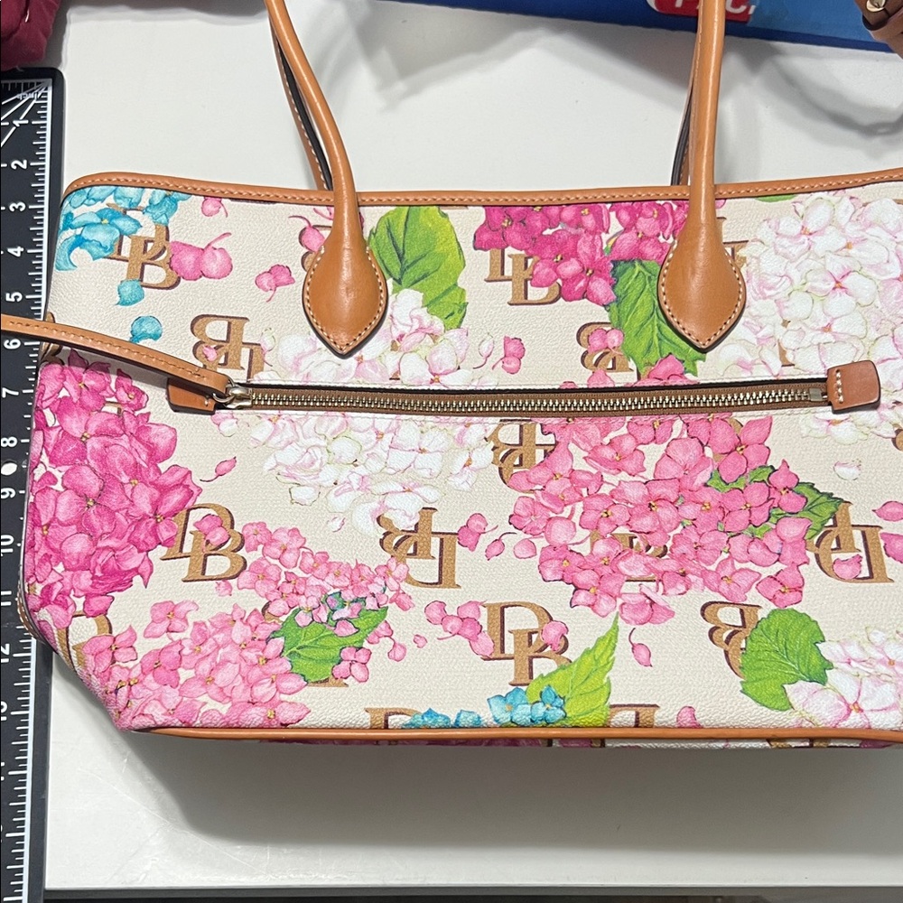 Dooney & Bourke Floral Tote with Tan Handles